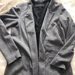Zara Gray Cotton Blazer